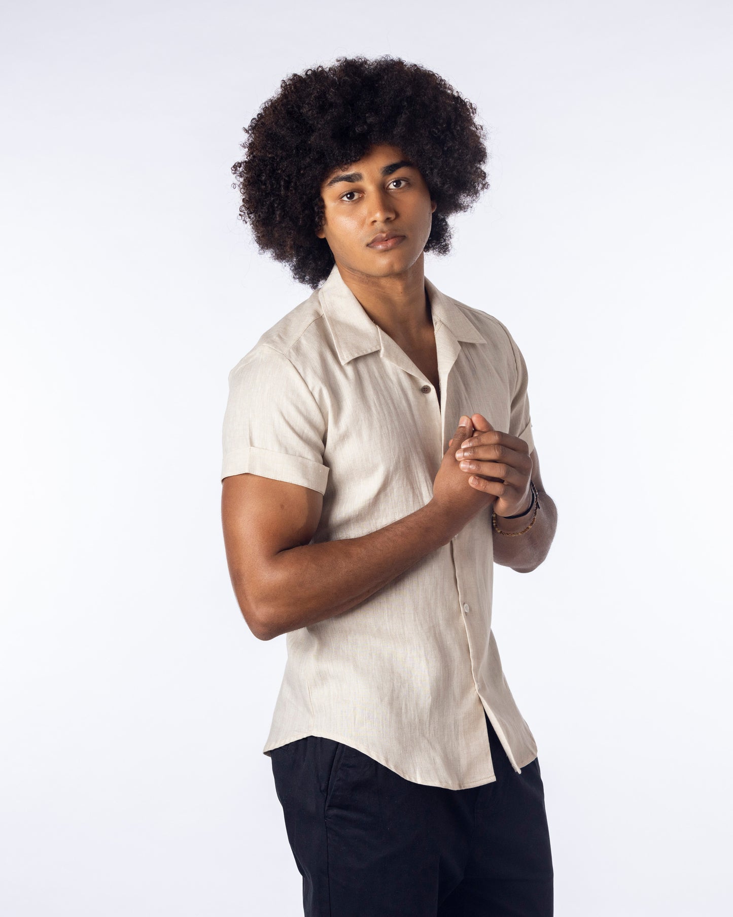 Short Sleeve Linen Shirt for Men layback collar shirt party shirt bowling shirt