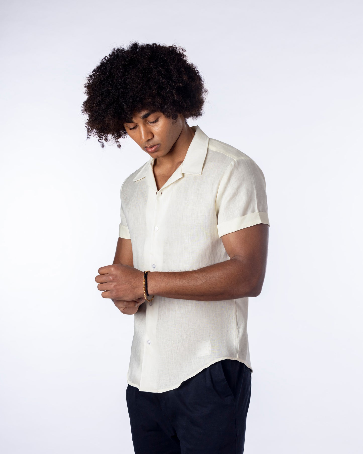 lemon linen Short Sleeve Linen Shirt for Men layback collar shirt party shirt bowling shirt