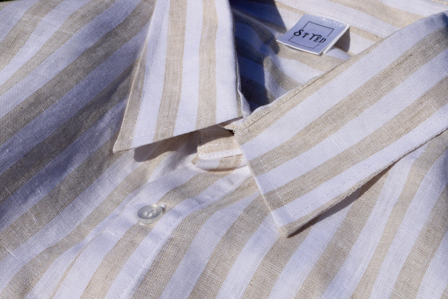 collar detail Linen Shirt for Men short sleeve button up