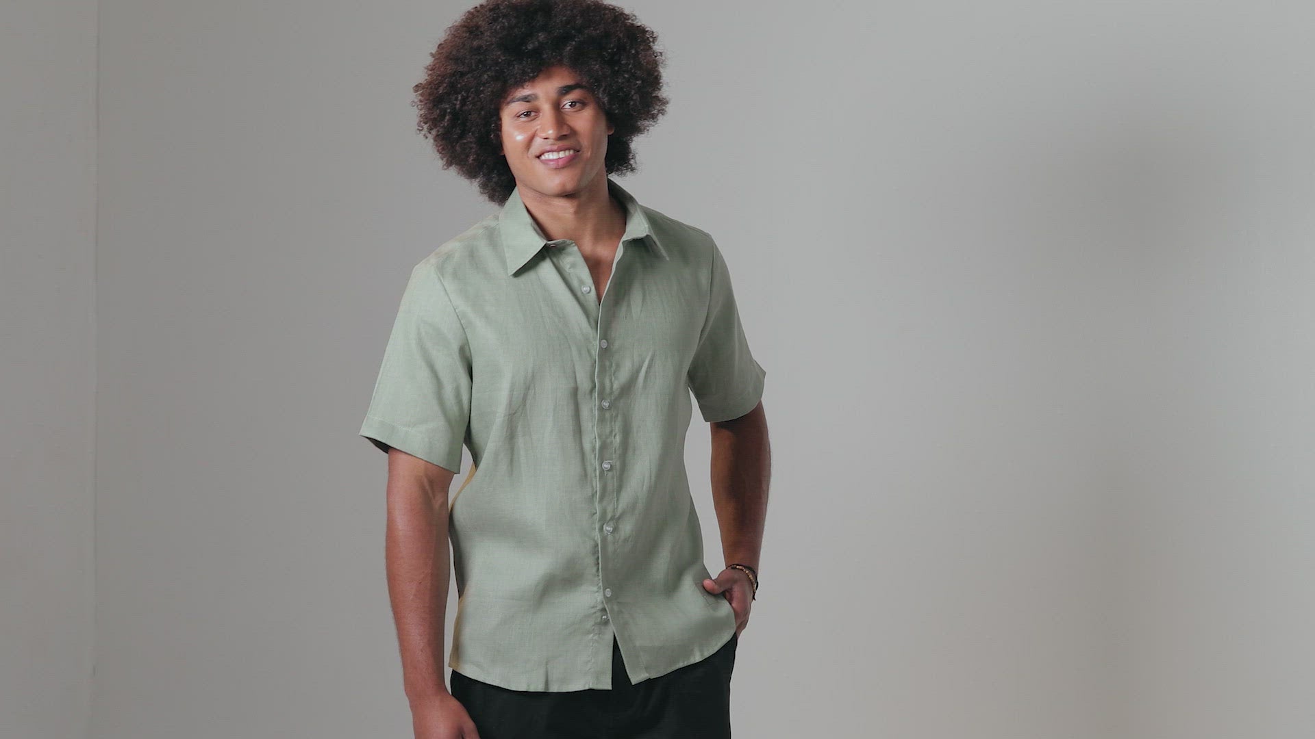 khaki Linen Shirt for Men short sleeve button up video